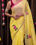 Shrija hand-painted mul saree