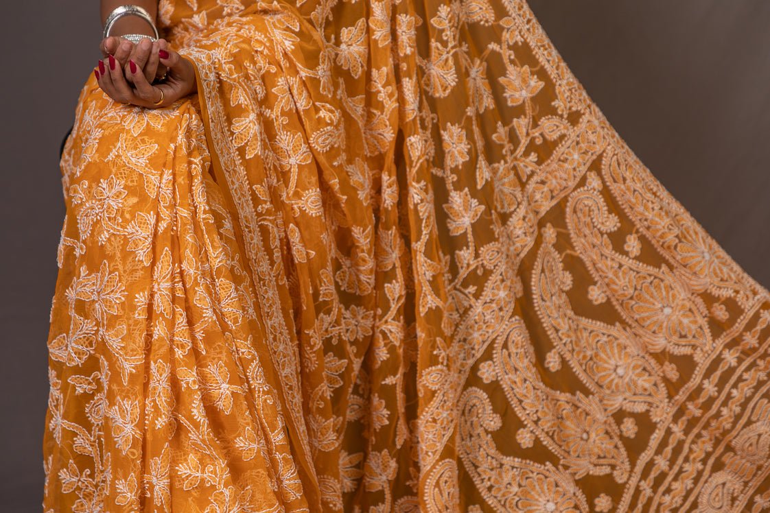 Sudha full jaal chikankari saree