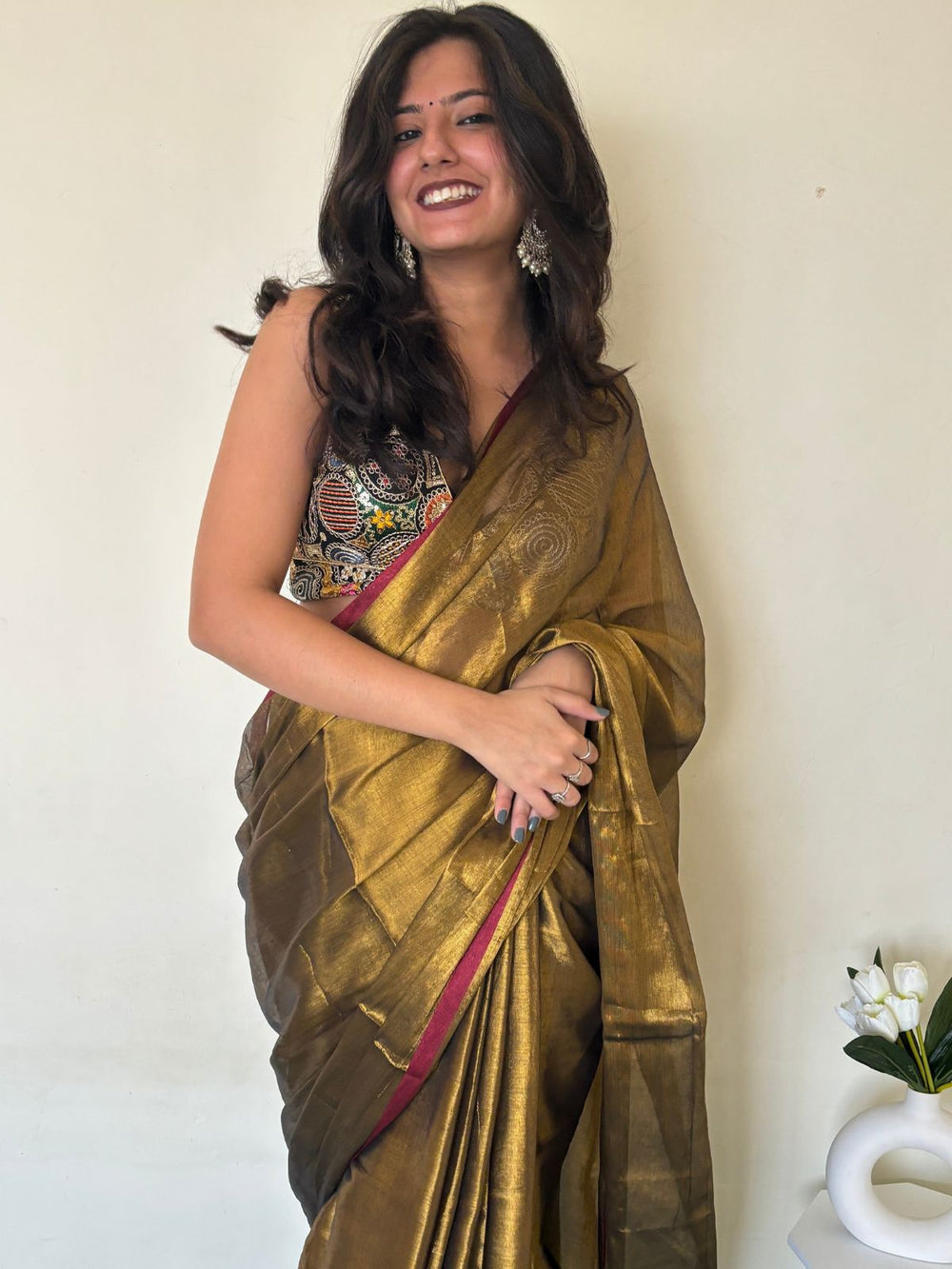 Swayamprabha raga tissue saree