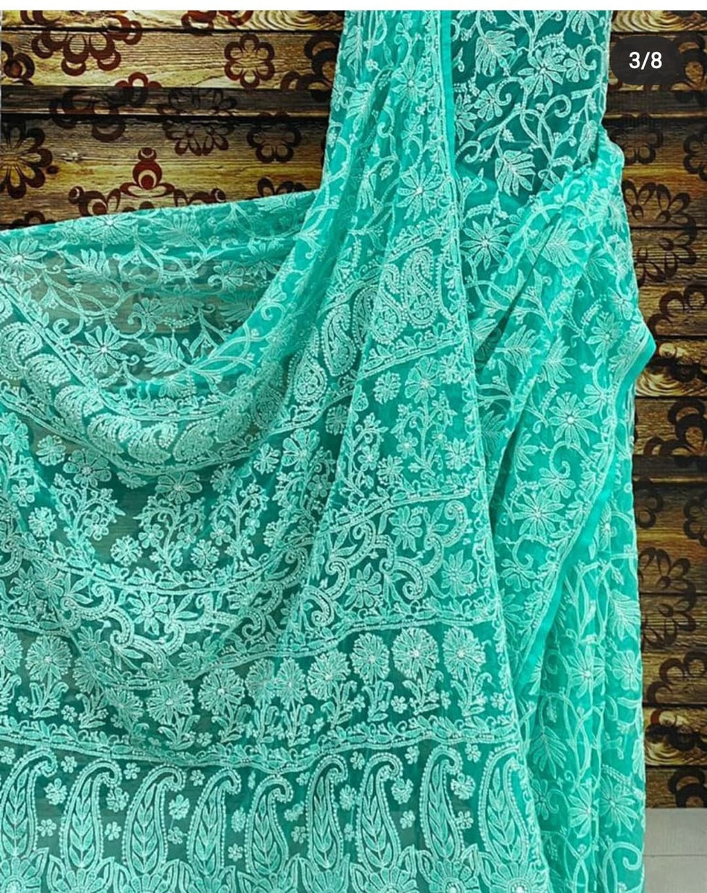 Sudha full jaal chikankari saree