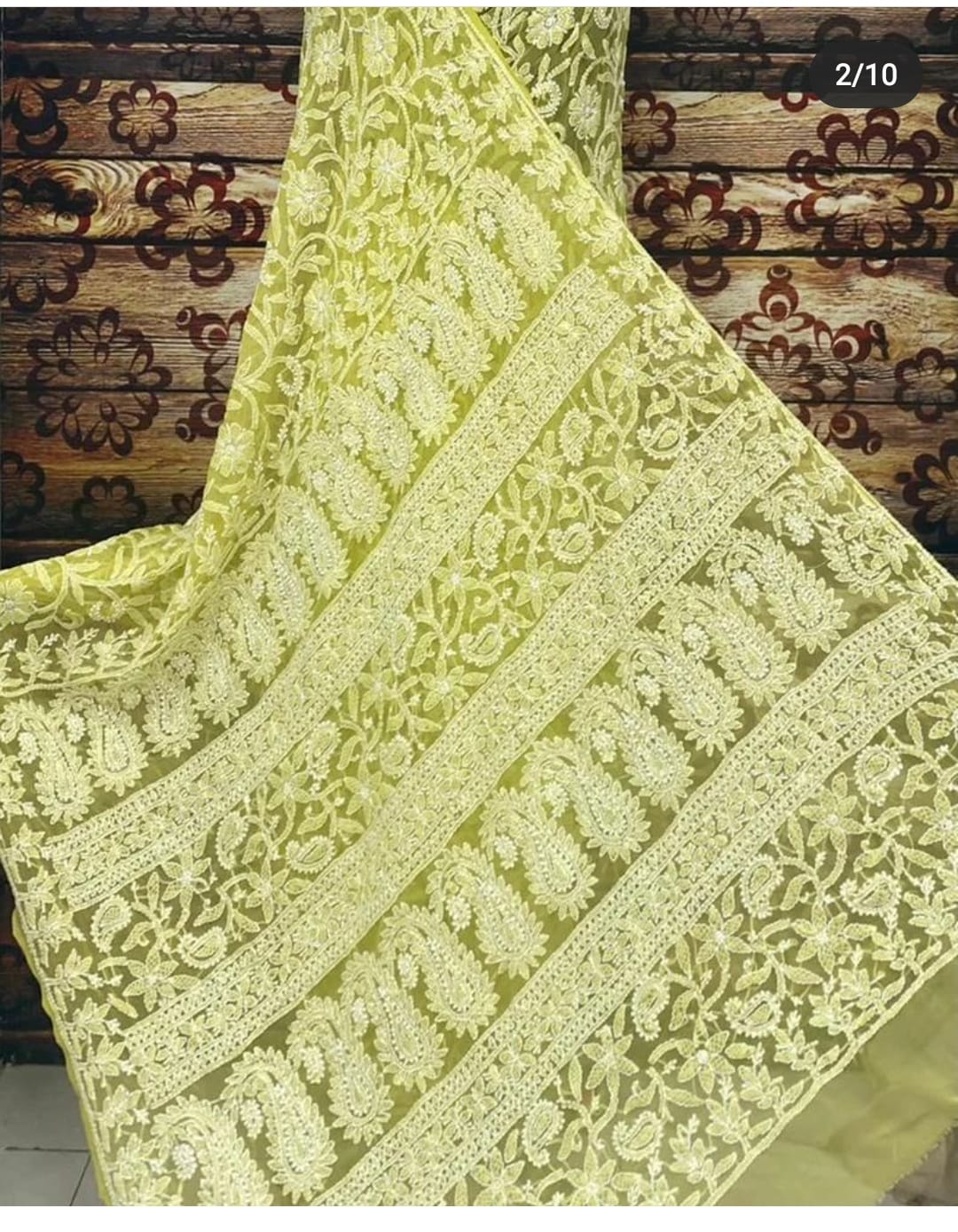 Sudha full jaal chikankari saree