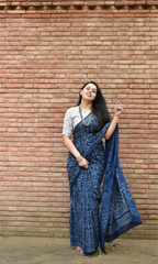 Nelanjna indigo cotton saree