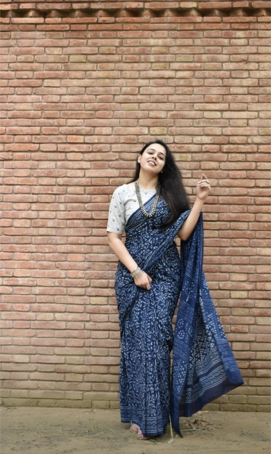 Nelanjna indigo cotton saree