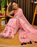 Shrija hand-painted mul saree