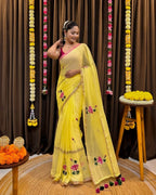 Shrija hand-painted mul saree