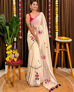 Shrija hand-painted mul saree