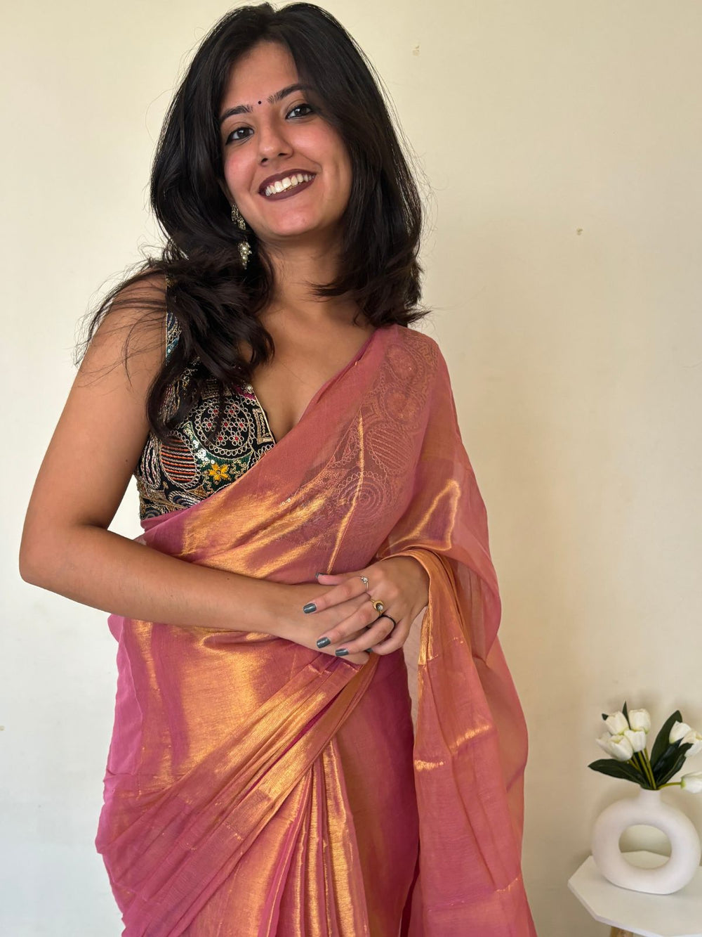 Swayamprabha raga tissue saree