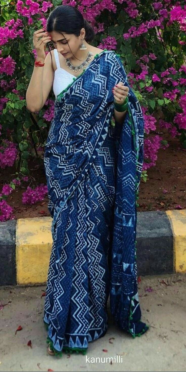 Nelanjna indigo cotton saree
