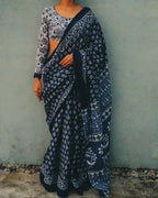 Nelanjna indigo cotton saree