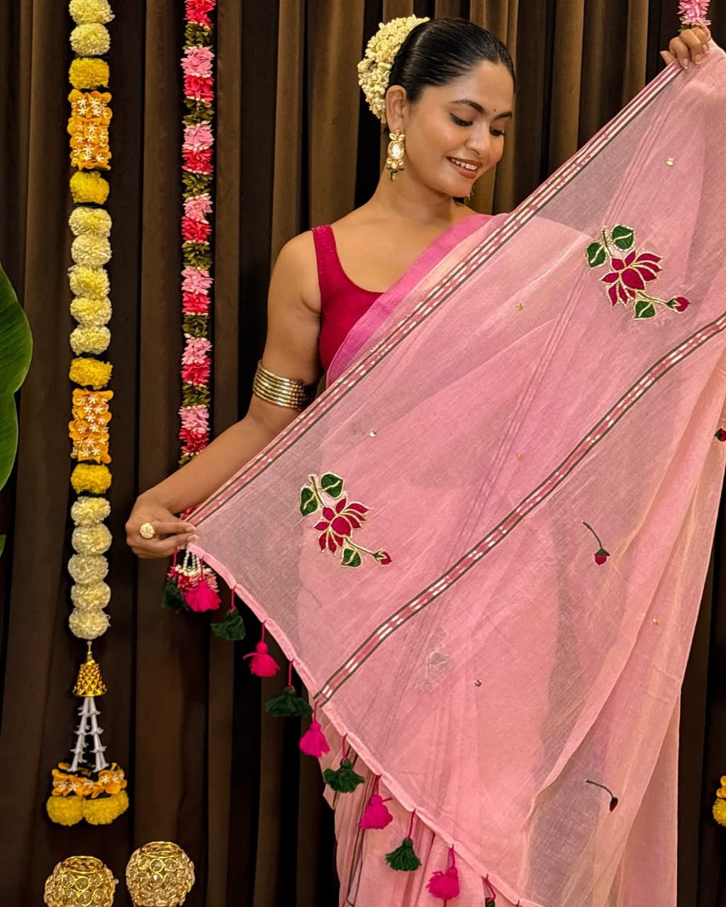 Shrija hand-painted mul saree