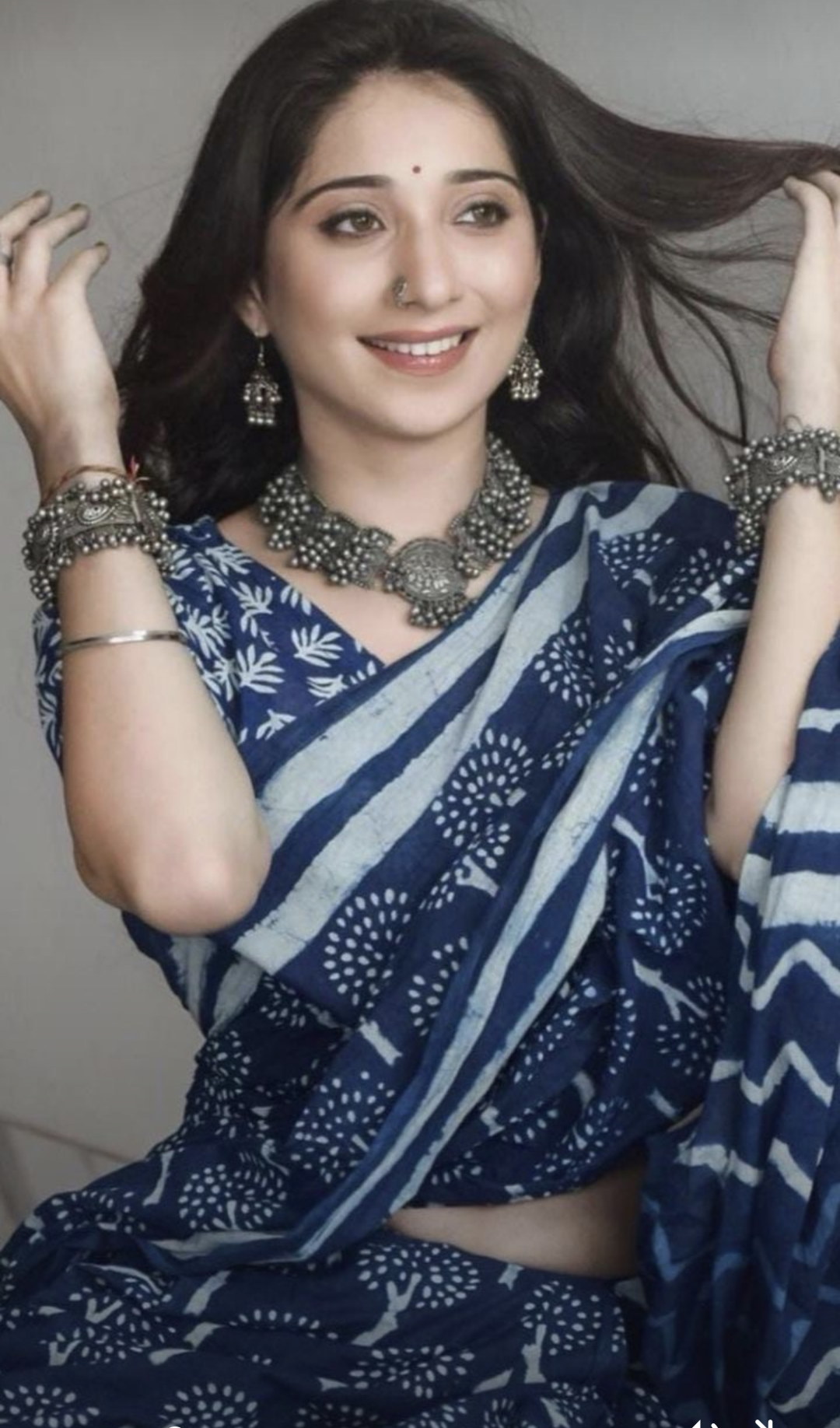 Nelanjna indigo cotton saree
