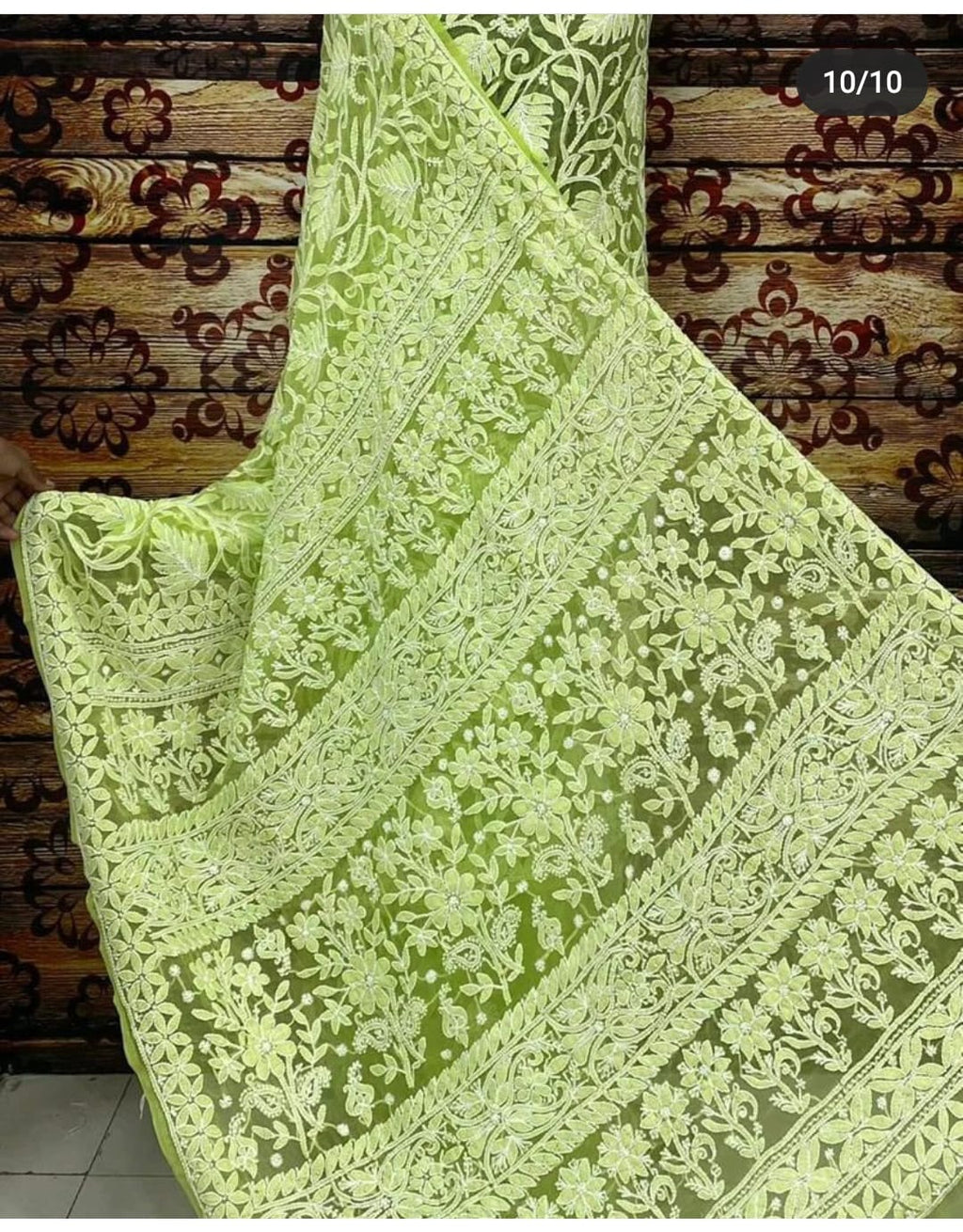 Sudha full jaal chikankari saree
