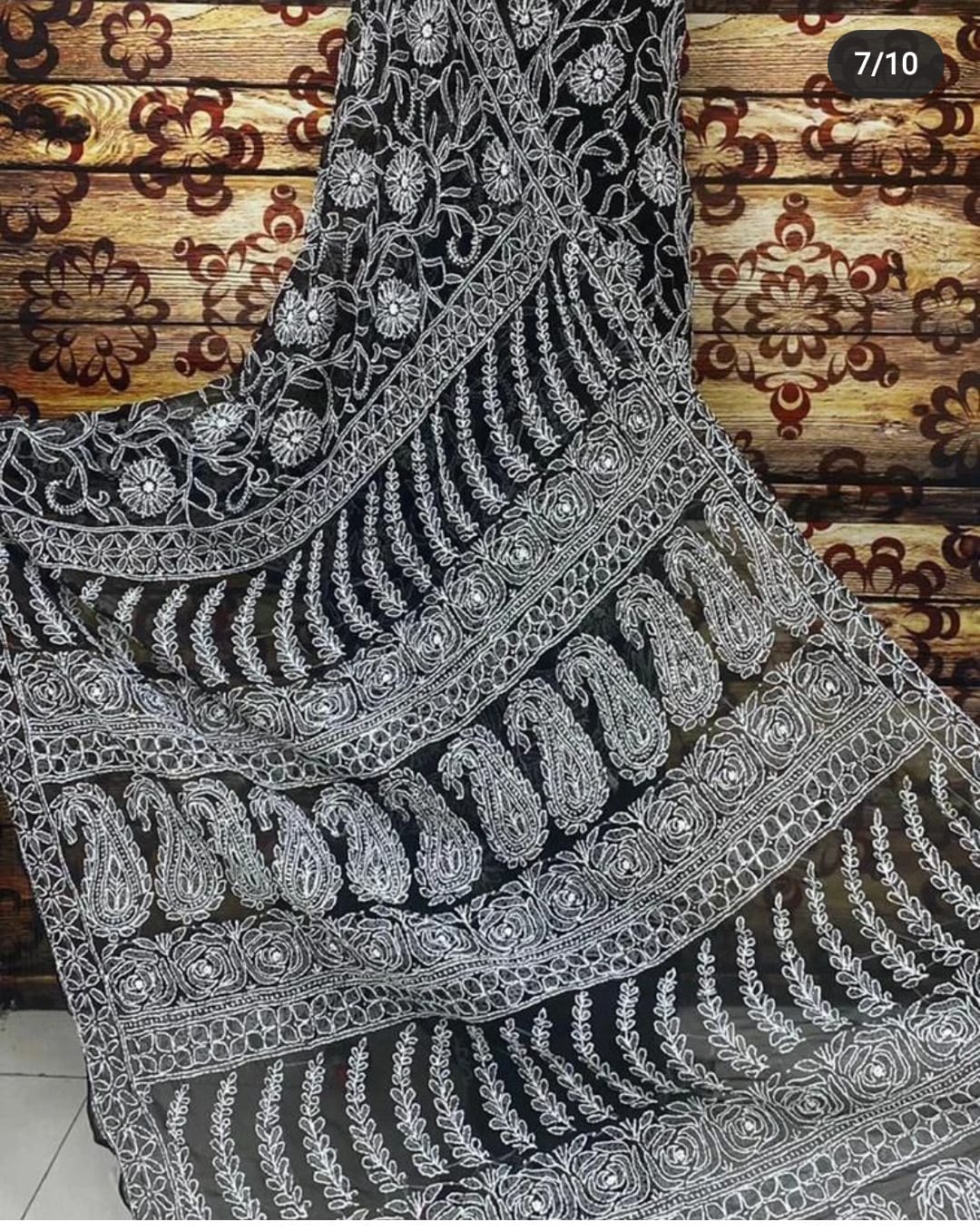 Sudha full jaal chikankari saree