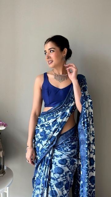 Nelanjna indigo cotton saree