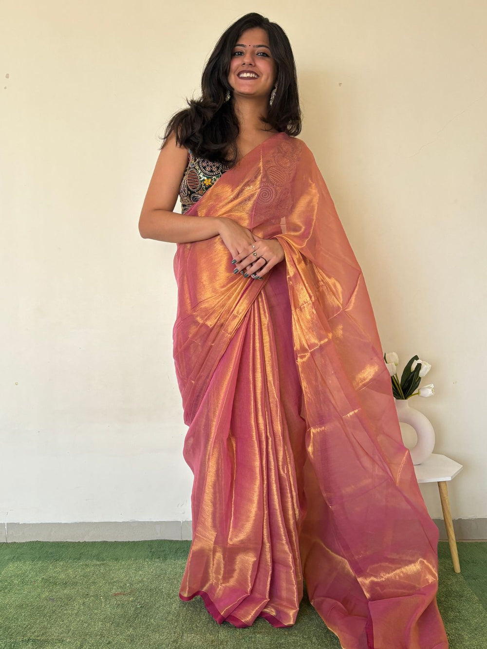 Swayamprabha raga tissue saree