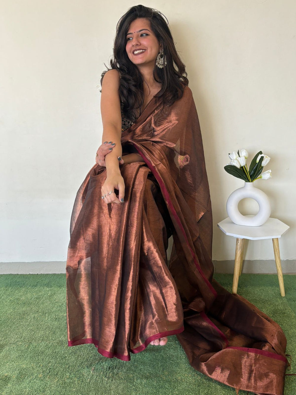 Swayamprabha raga tissue saree