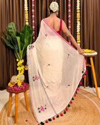 Shrija hand-painted mul saree