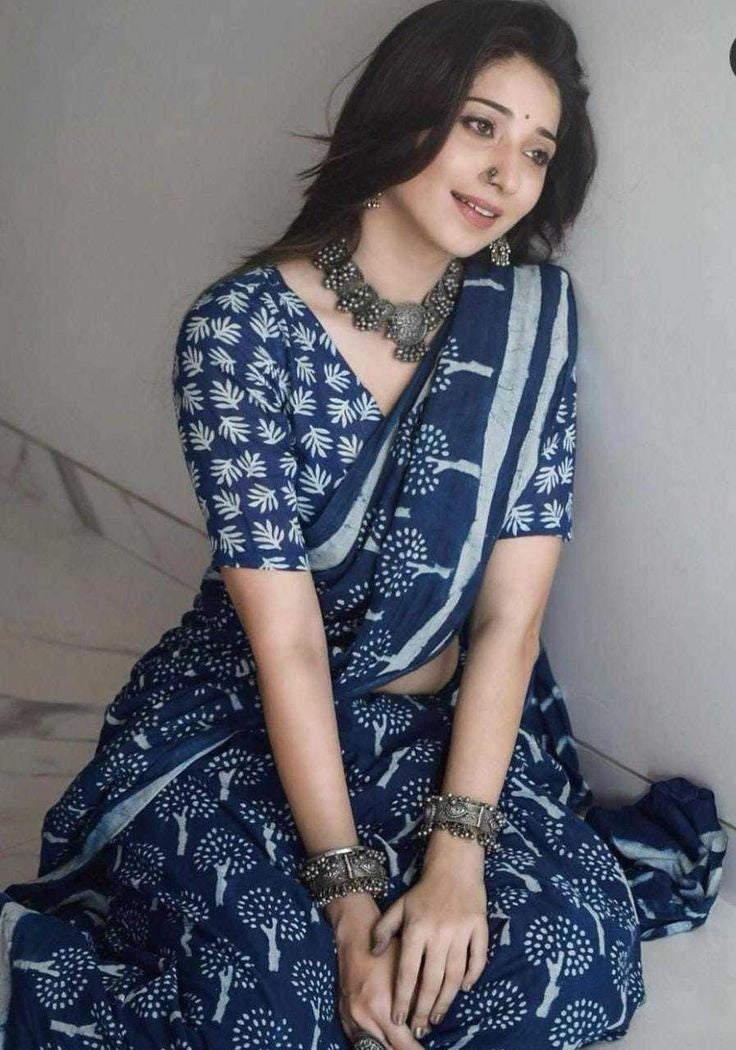 Nelanjna indigo cotton saree