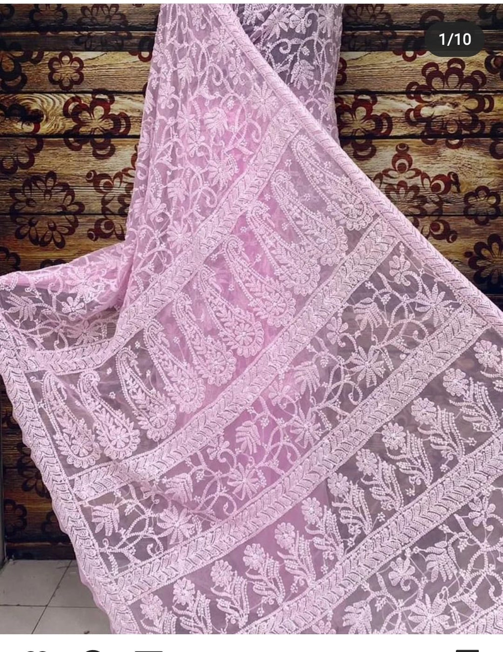 Sudha full jaal chikankari saree