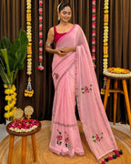 Shrija hand-painted mul saree