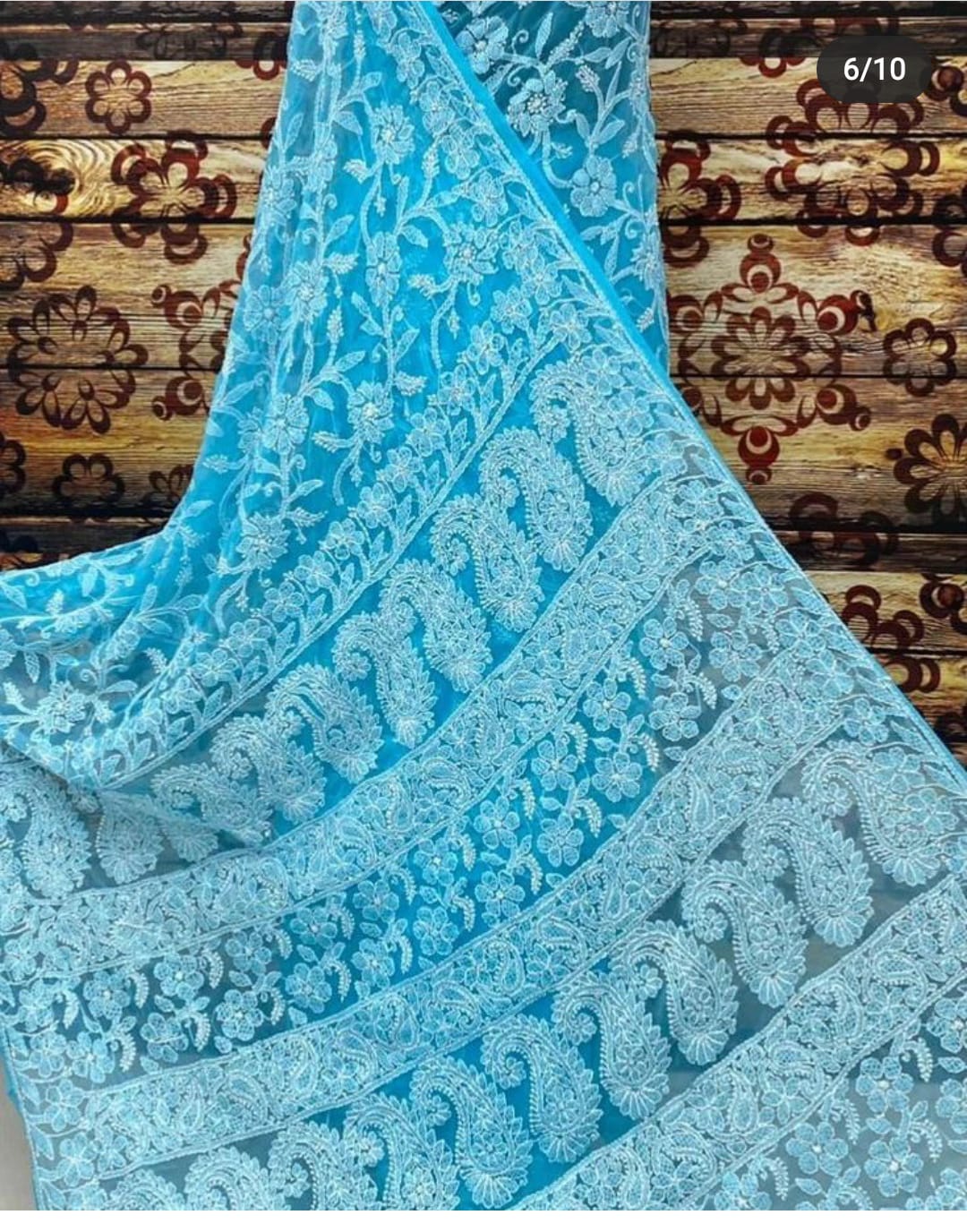Sudha full jaal chikankari saree