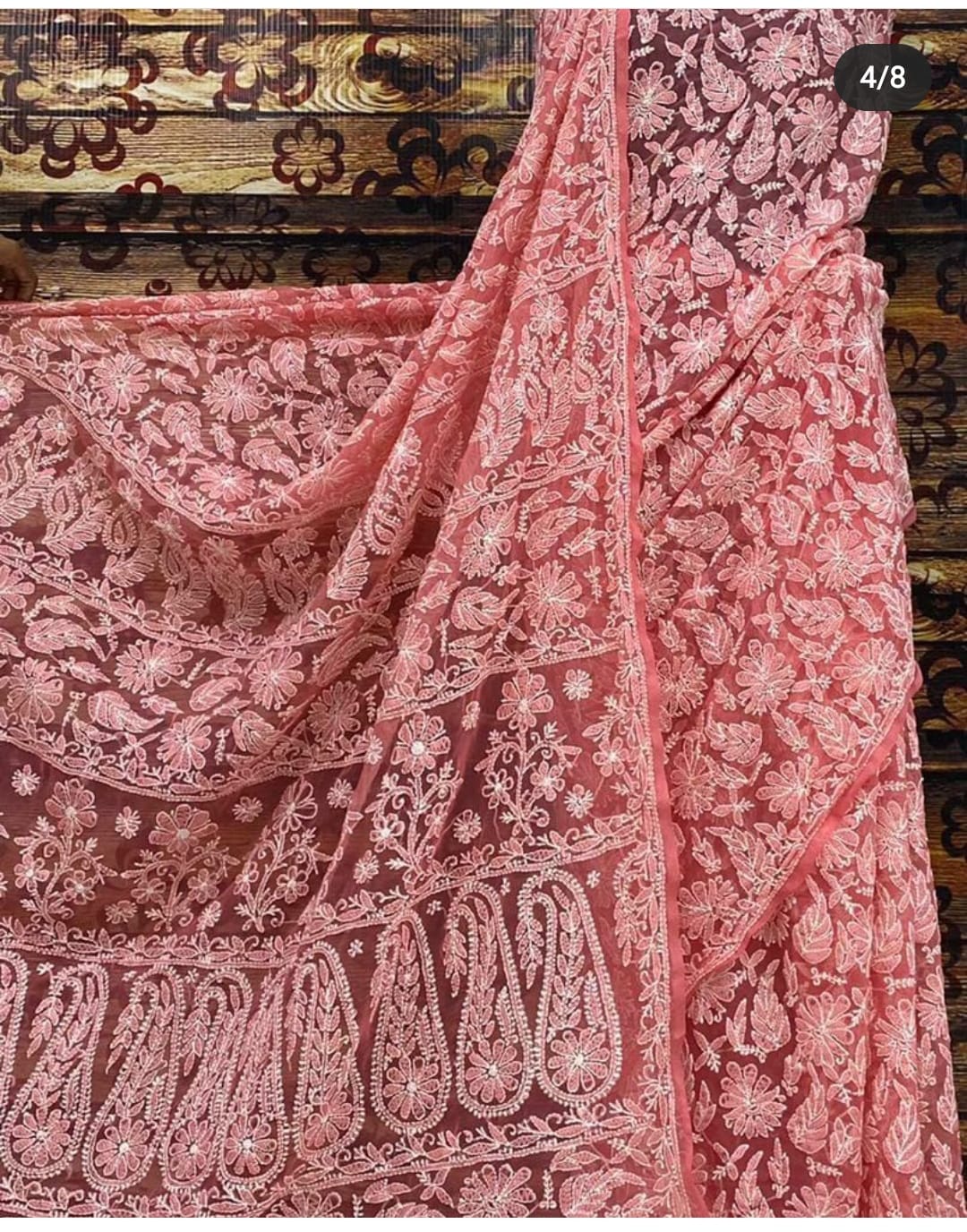 Sudha full jaal chikankari saree