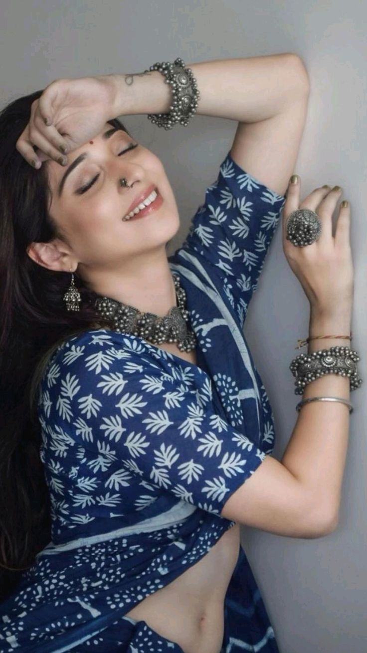 Nelanjna indigo cotton saree