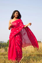 Rangoli — Berry Pink Cotton Saree with Floral Motifs